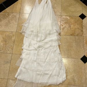 Two piece white flowy perfect beach/boat coverup top and skirt size small